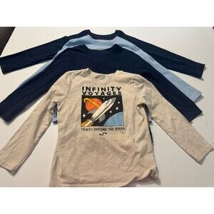 5T Boys Long Sleeve Shirt Lot of 5 Space Solid Casual Mixed Colors Used